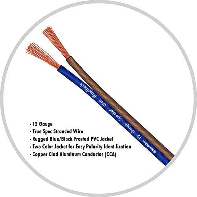 12 Gauge Speaker Cable (30Ft - Blue/Black) - Car & Home Theater Speaker Wire for Stereos, Surround Sound, Radio