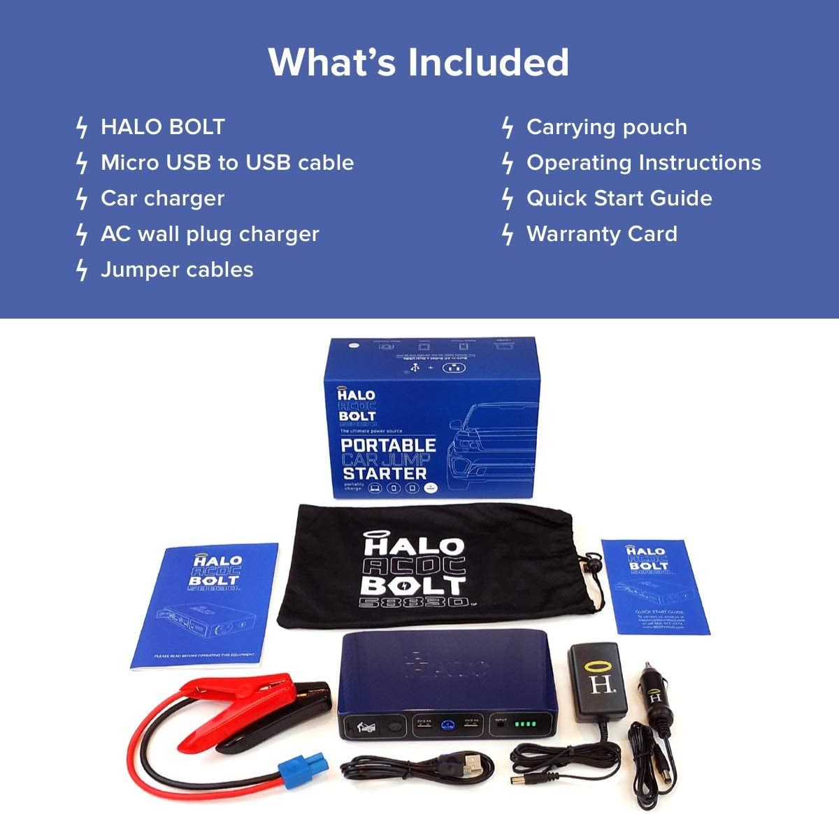 Bolt 58830 Mwh Portable Phone Laptop Charger,Usb, Car Jump Starter with AC Outlet and Car Charger - Gold