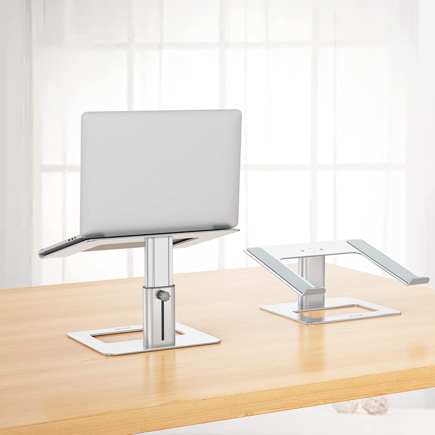 LSX3 Aluminum Laptop Stand, Ergonomic Adjustable Notebook Stand, Riser Holder Computer Stand Compatible with Air, Pro, Dell, HP, Lenovo More 10-15.6" Laptops (Silver)