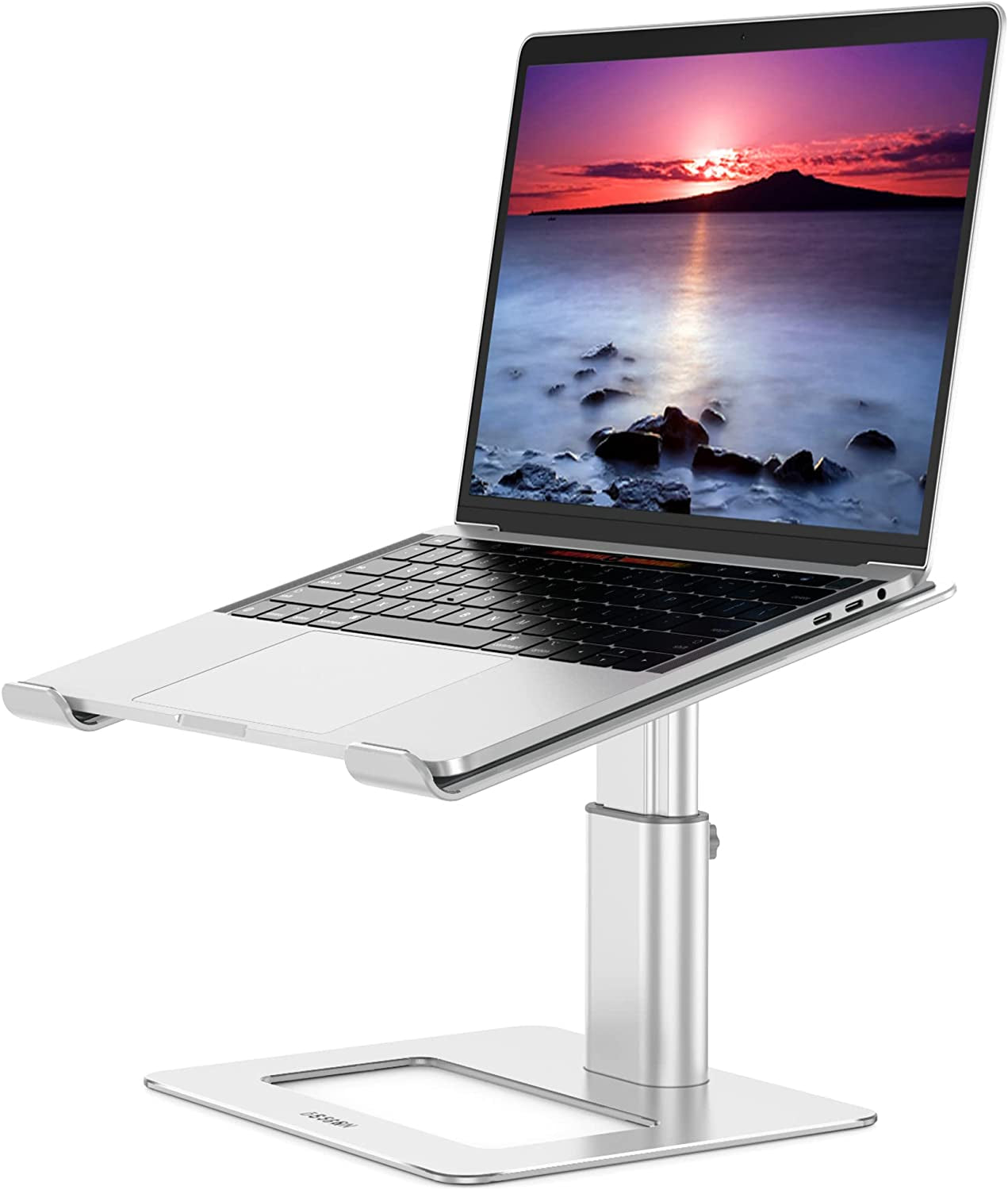 LSX3 Aluminum Laptop Stand, Ergonomic Adjustable Notebook Stand, Riser Holder Computer Stand Compatible with Air, Pro, Dell, HP, Lenovo More 10-15.6" Laptops (Silver)