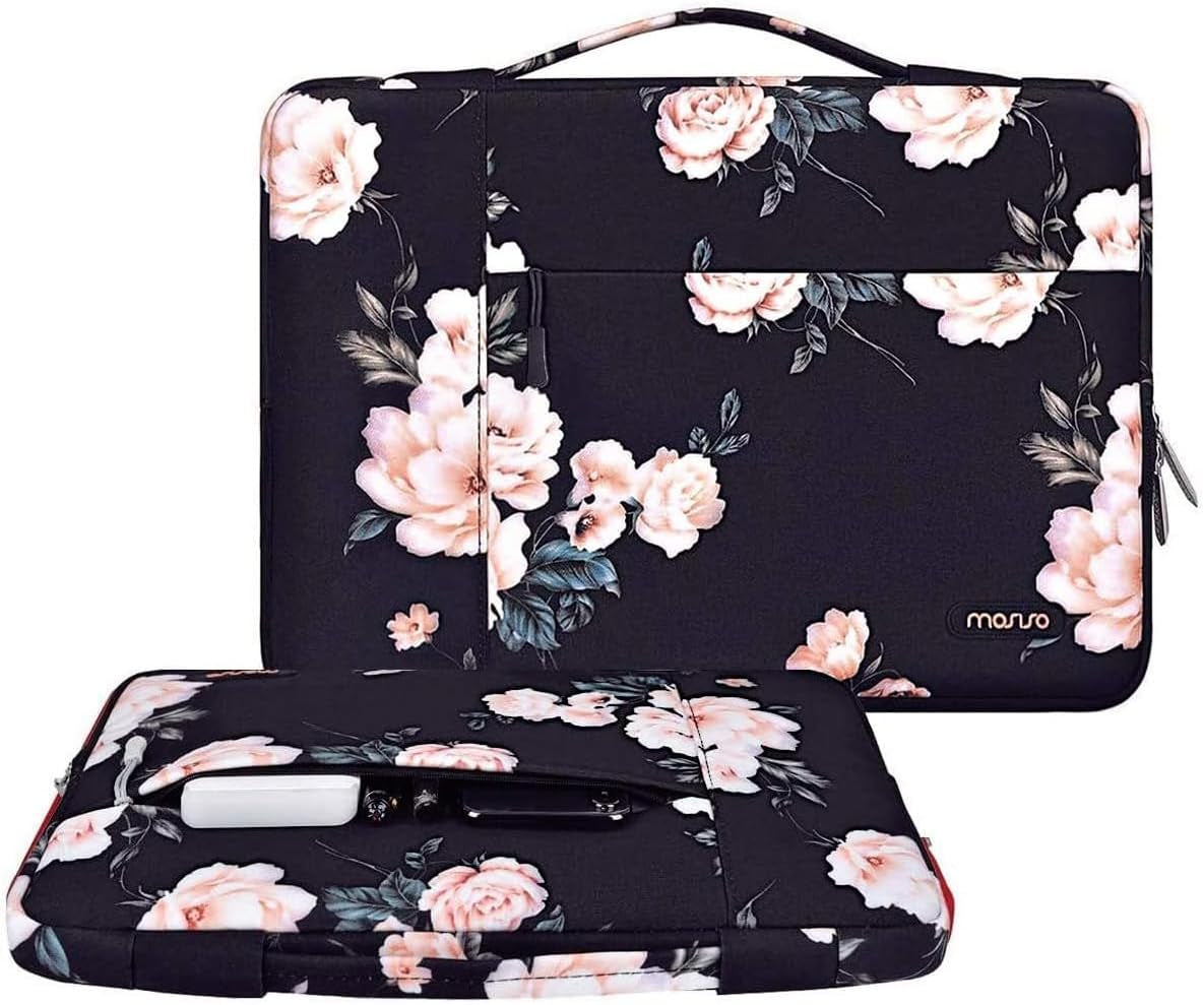 Laptop Sleeve Compatible with Macbook Air/Pro, 13-13.3 Inch Notebook, Compatible with Macbook Pro 14 Inch M4 M3 M2 M1 Chip Pro Max 2024-2021, Polyester Camellia Multifunctional Briefcase Bag