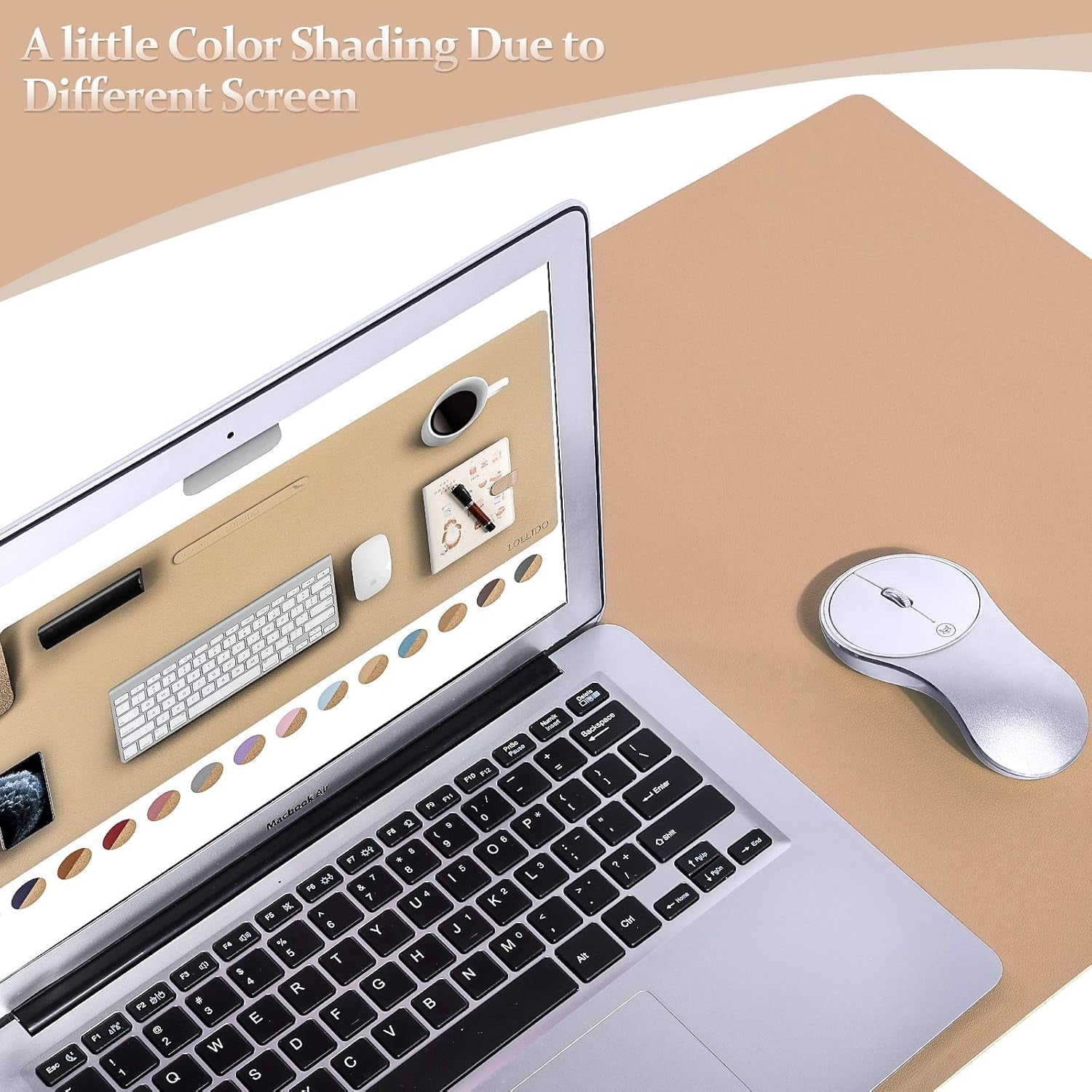 Leather Desk Pad - 24" X 14" Office Mat, Large Mouse Pad Protector, Desktop Mat, Writing Pad, Blotter, Cover (Cork+Bronze)