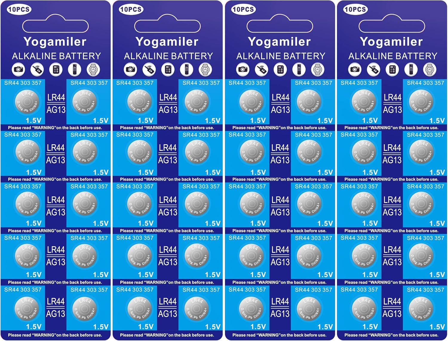 40 Count LR44 AG13 357 303 SR44 Battery 1.5V Button Coin Cell Batteries