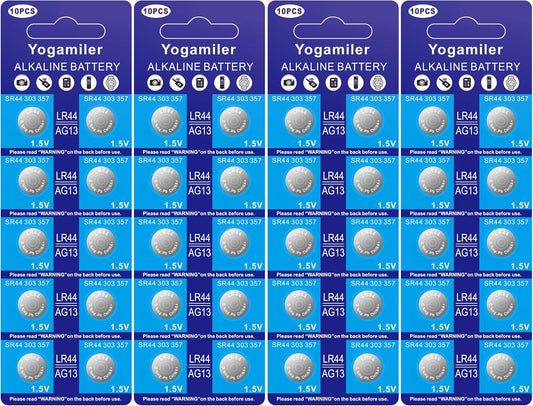 40 Count LR44 AG13 357 303 SR44 Battery 1.5V Button Coin Cell Batteries