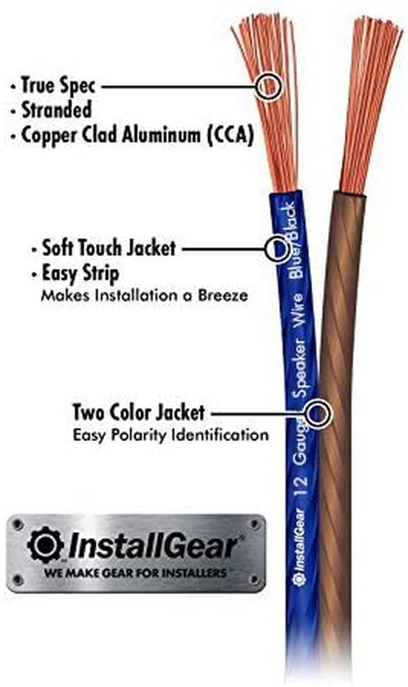 12 Gauge Speaker Cable (30Ft - Blue/Black) - Car & Home Theater Speaker Wire for Stereos, Surround Sound, Radio