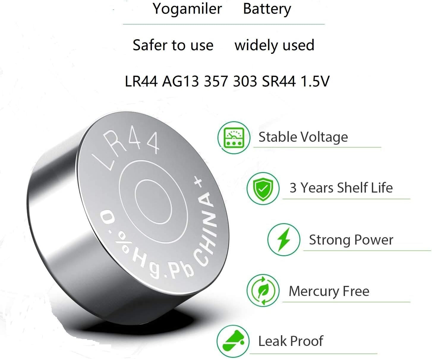 40 Count LR44 AG13 357 303 SR44 Battery 1.5V Button Coin Cell Batteries