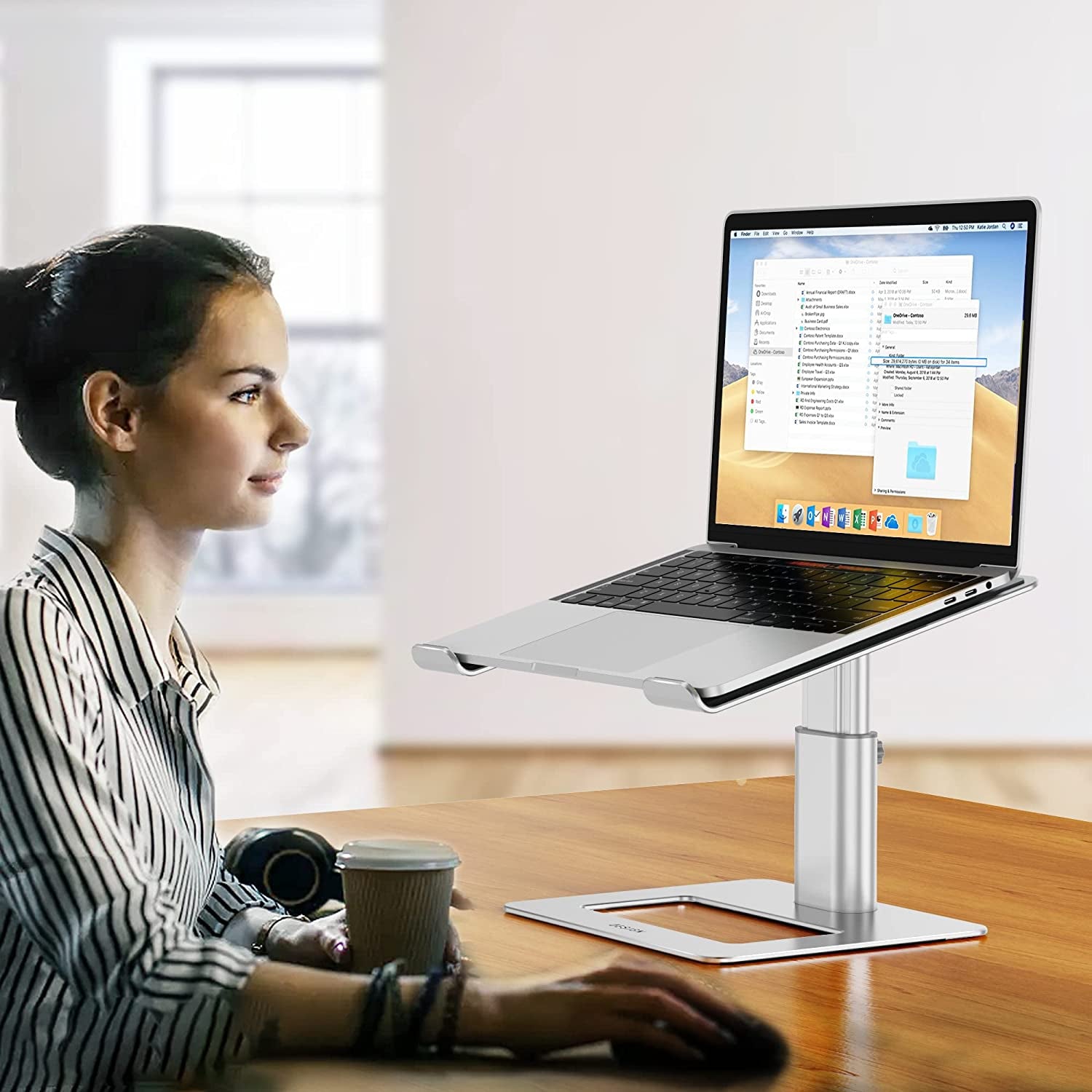 LSX3 Aluminum Laptop Stand, Ergonomic Adjustable Notebook Stand, Riser Holder Computer Stand Compatible with Air, Pro, Dell, HP, Lenovo More 10-15.6" Laptops (Silver)