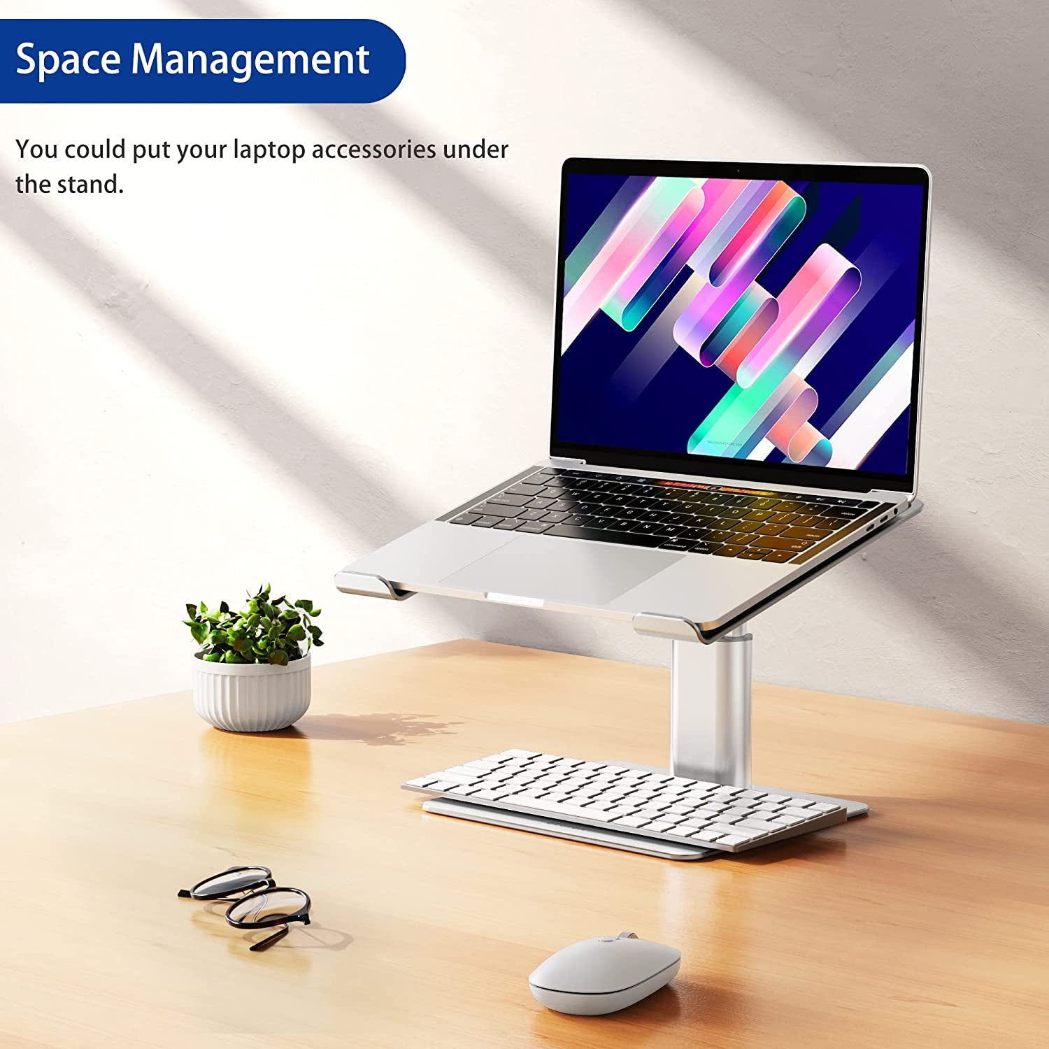 LSX3 Aluminum Laptop Stand, Ergonomic Adjustable Notebook Stand, Riser Holder Computer Stand Compatible with Air, Pro, Dell, HP, Lenovo More 10-15.6" Laptops (Silver)