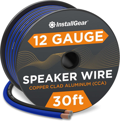 12 Gauge Speaker Cable (30Ft - Blue/Black) - Car & Home Theater Speaker Wire for Stereos, Surround Sound, Radio