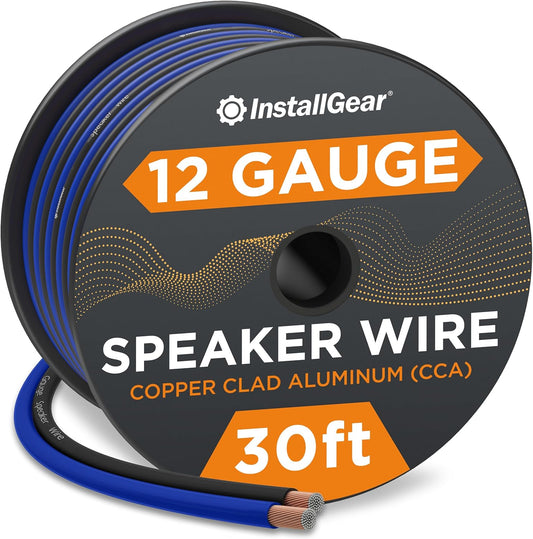 12 Gauge Speaker Cable (30Ft - Blue/Black) - Car & Home Theater Speaker Wire for Stereos, Surround Sound, Radio