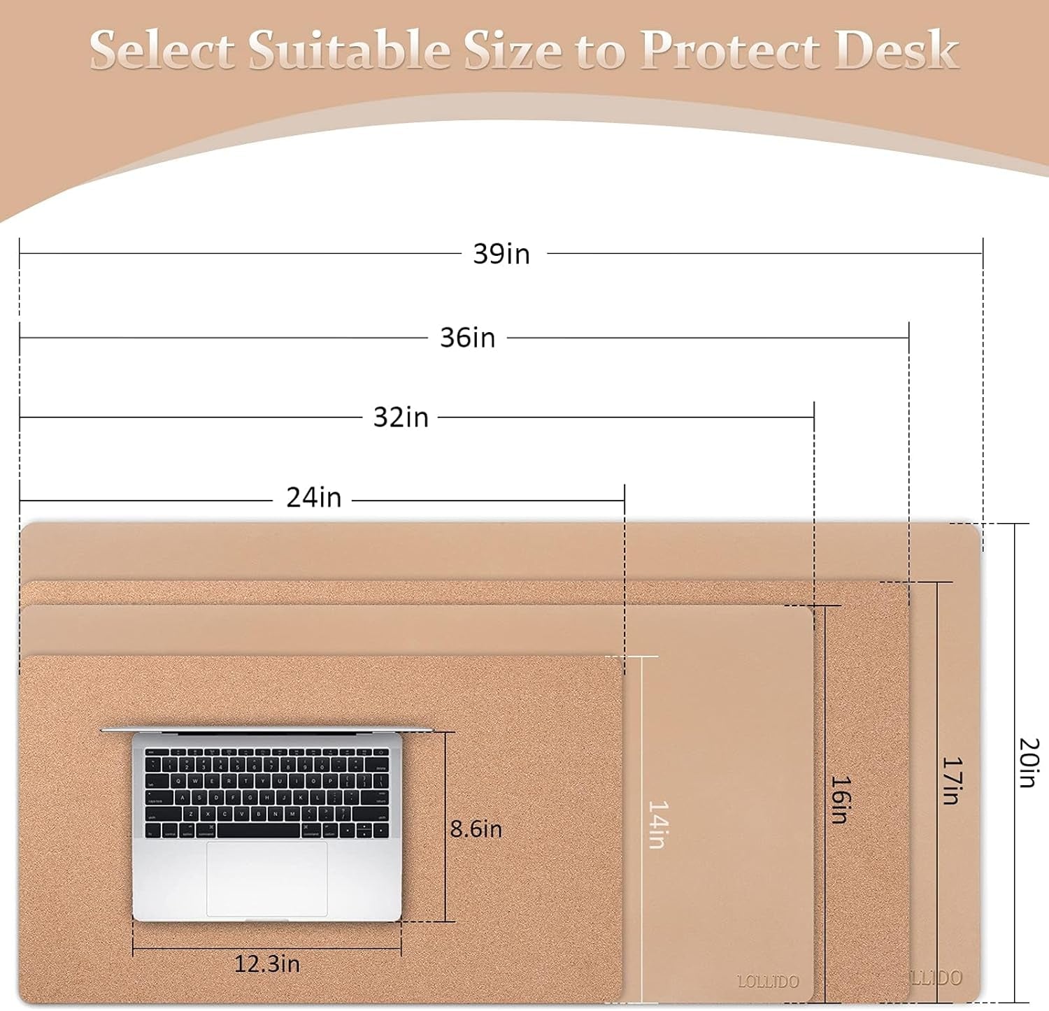 Leather Desk Pad - 24" X 14" Office Mat, Large Mouse Pad Protector, Desktop Mat, Writing Pad, Blotter, Cover (Cork+Bronze)