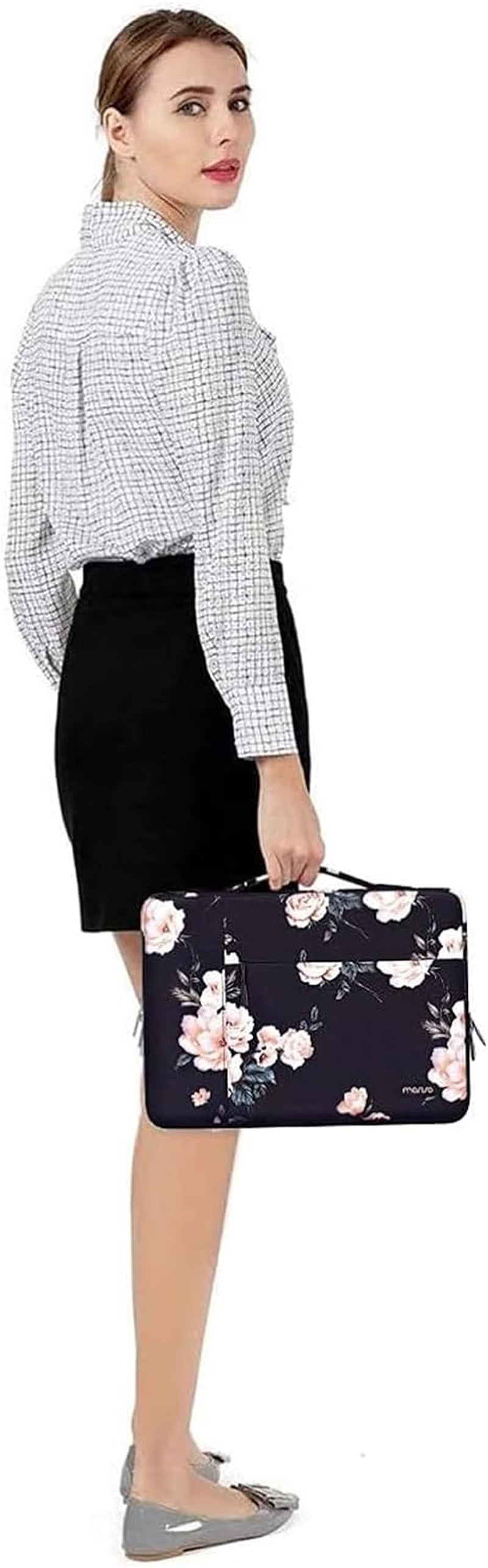 Laptop Sleeve Compatible with Macbook Air/Pro, 13-13.3 Inch Notebook, Compatible with Macbook Pro 14 Inch M4 M3 M2 M1 Chip Pro Max 2024-2021, Polyester Camellia Multifunctional Briefcase Bag